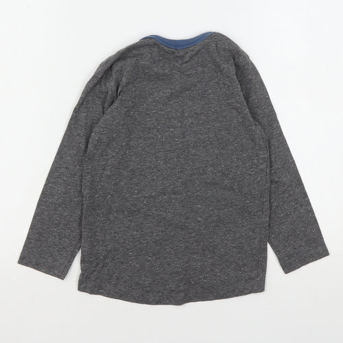 NEXT Boys Grey Striped Cotton Basic T-Shirt Size 4-5 Years Round Neck