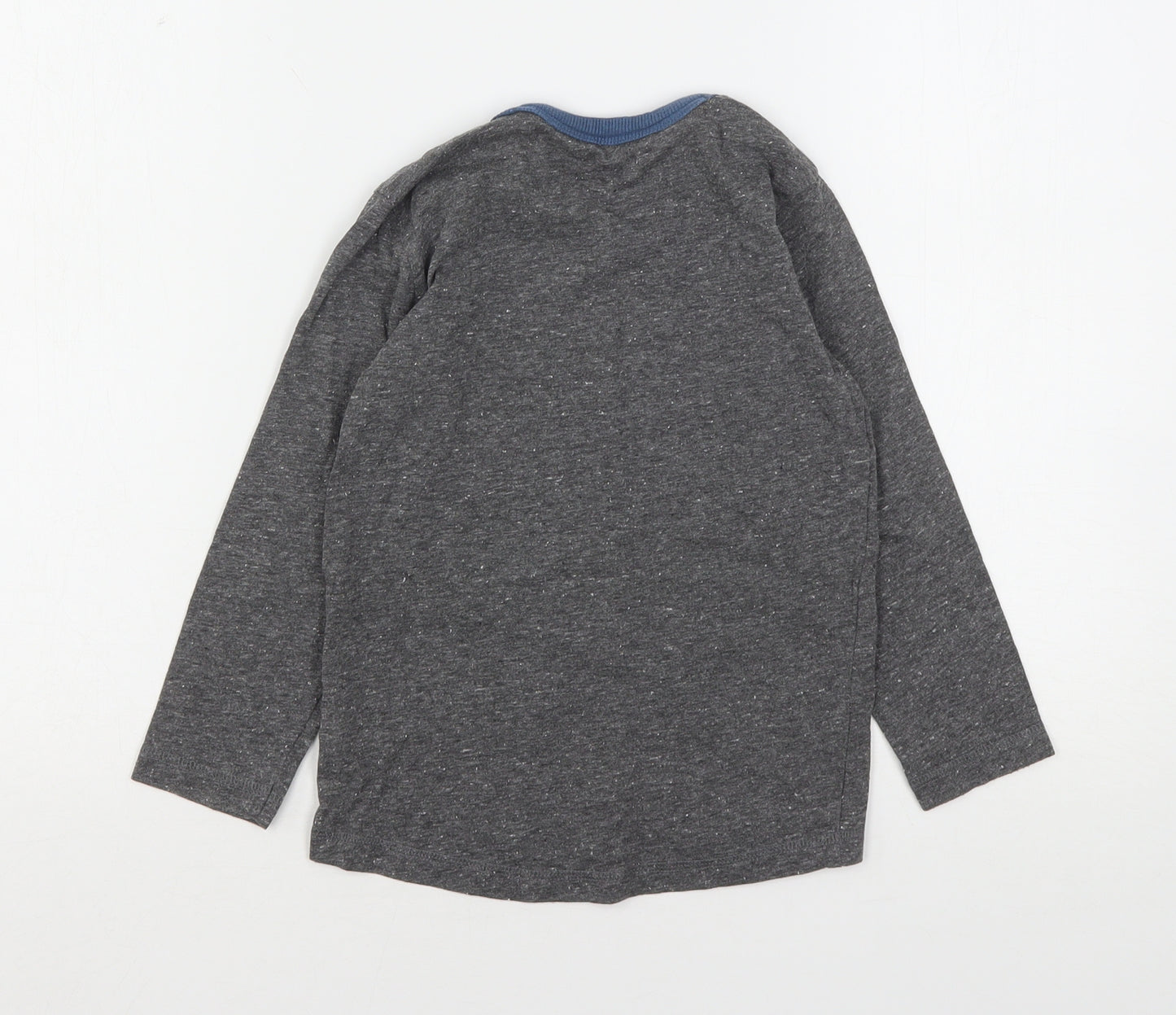 NEXT Boys Grey Striped Cotton Basic T-Shirt Size 4-5 Years Round Neck