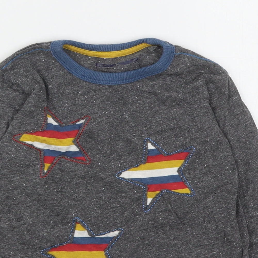 NEXT Boys Grey Striped Cotton Basic T-Shirt Size 4-5 Years Round Neck
