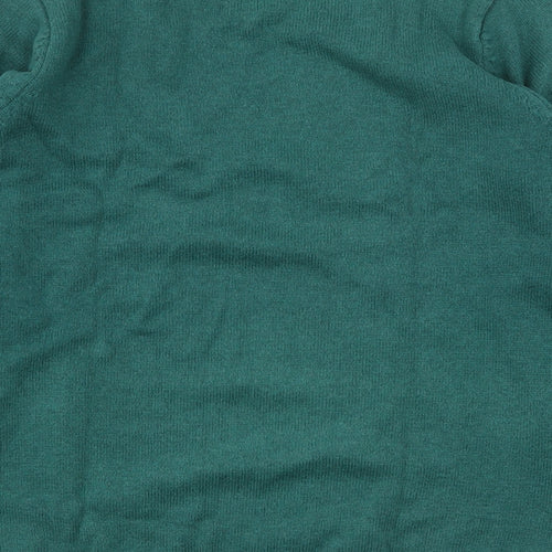Maine New England Mens Green V-Neck  Cotton Pullover Jumper Size M
