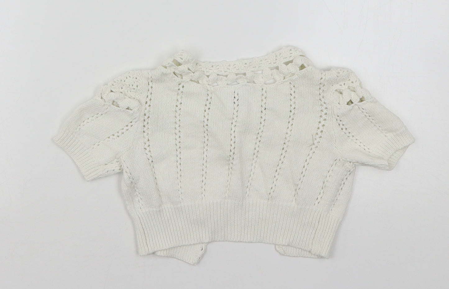 NEXT Girls White V-Neck  Cotton Cardigan Jumper Size 3-4 Years