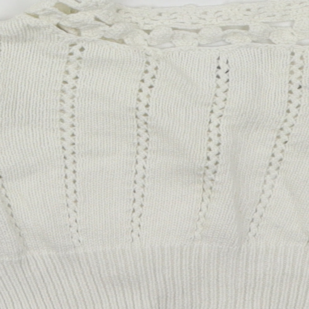 NEXT Girls White V-Neck  Cotton Cardigan Jumper Size 3-4 Years