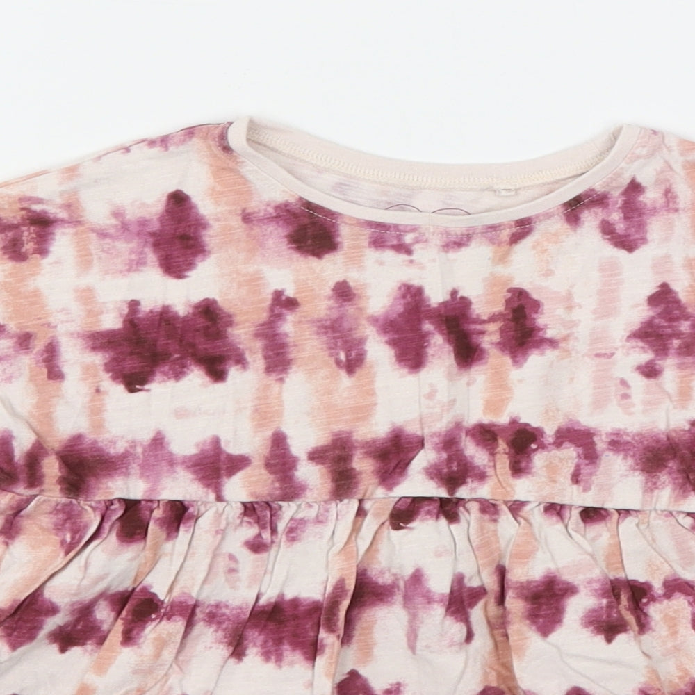 NEXT Girls Pink Tie Dye Cotton T-Shirt Dress  Size 3-4 Years  Round Neck
