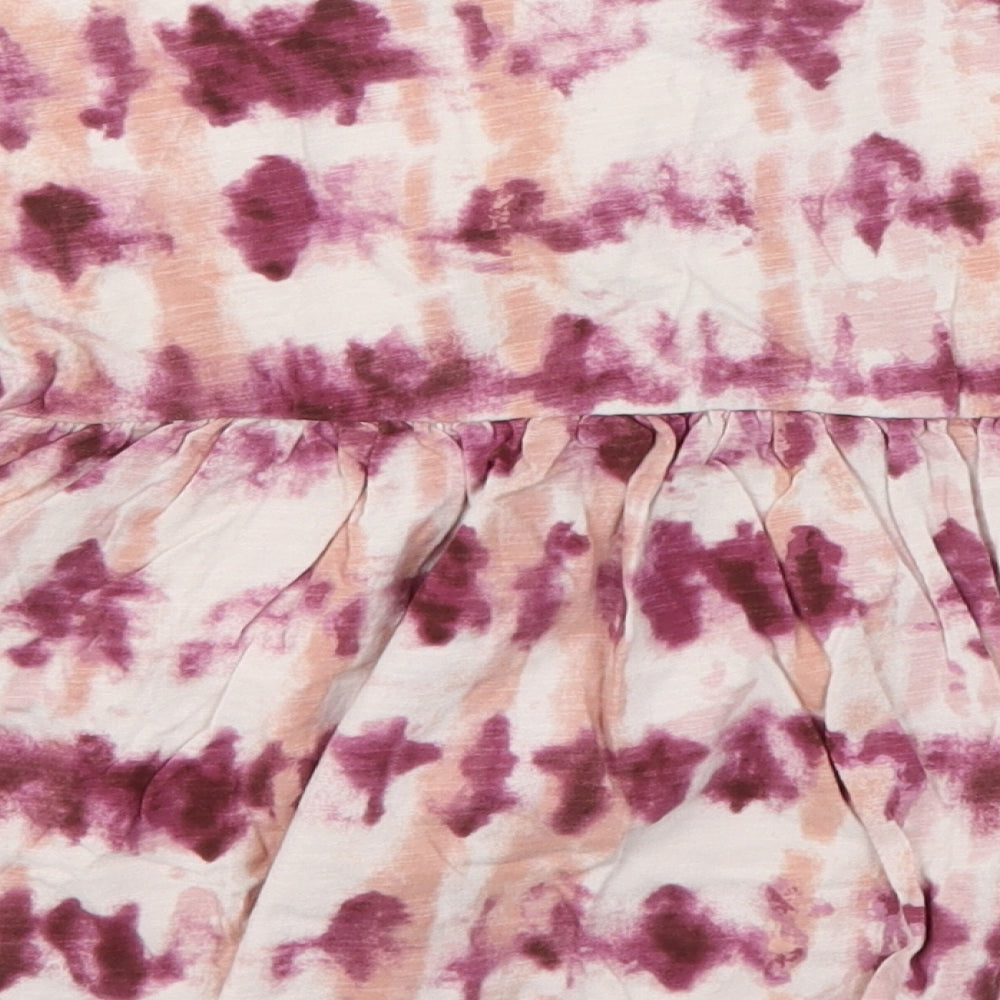NEXT Girls Pink Tie Dye Cotton T-Shirt Dress  Size 3-4 Years  Round Neck