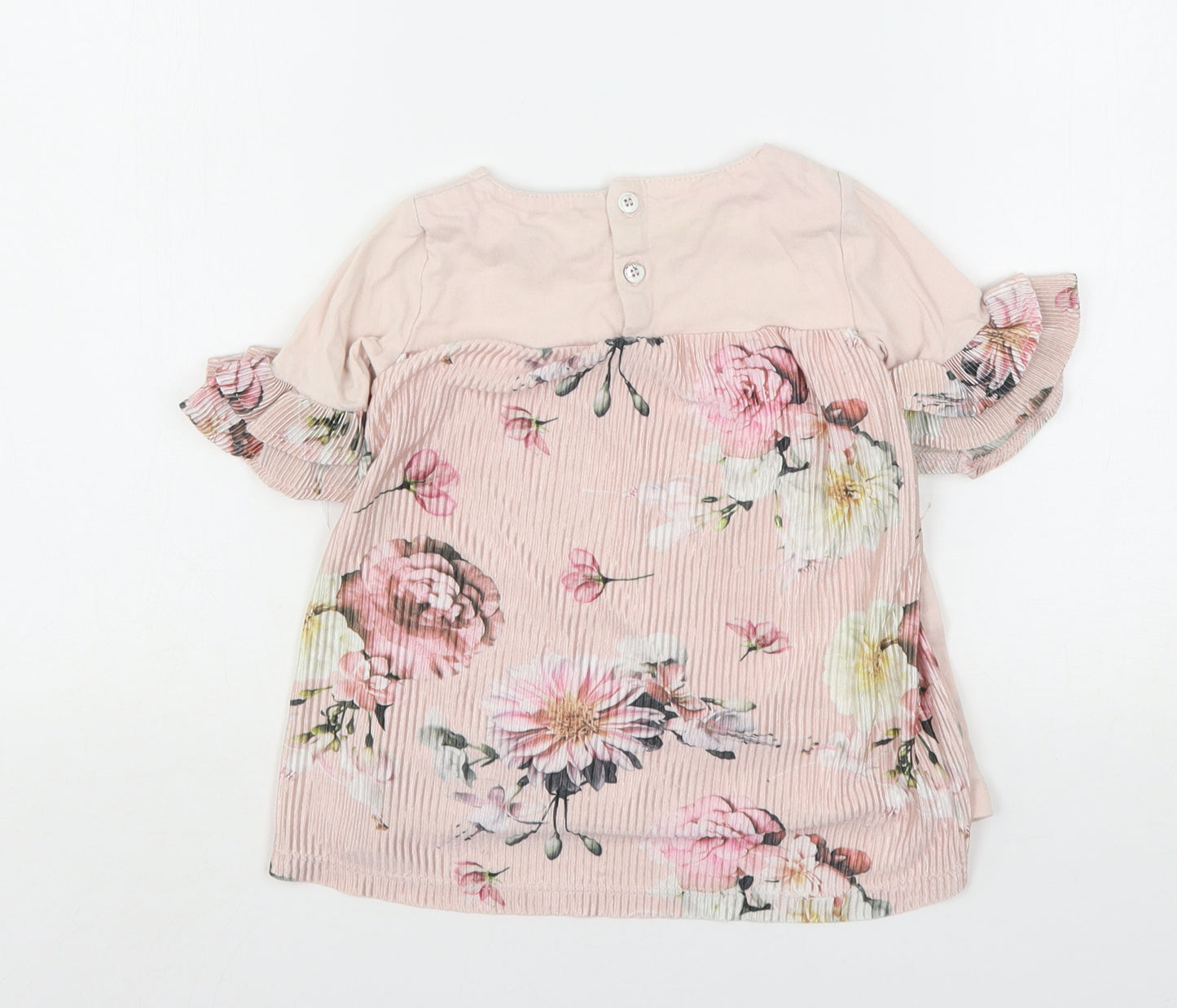 Firetrap Girls Pink Floral Polyester Basic T-Shirt Size 3-4 Years Round Neck