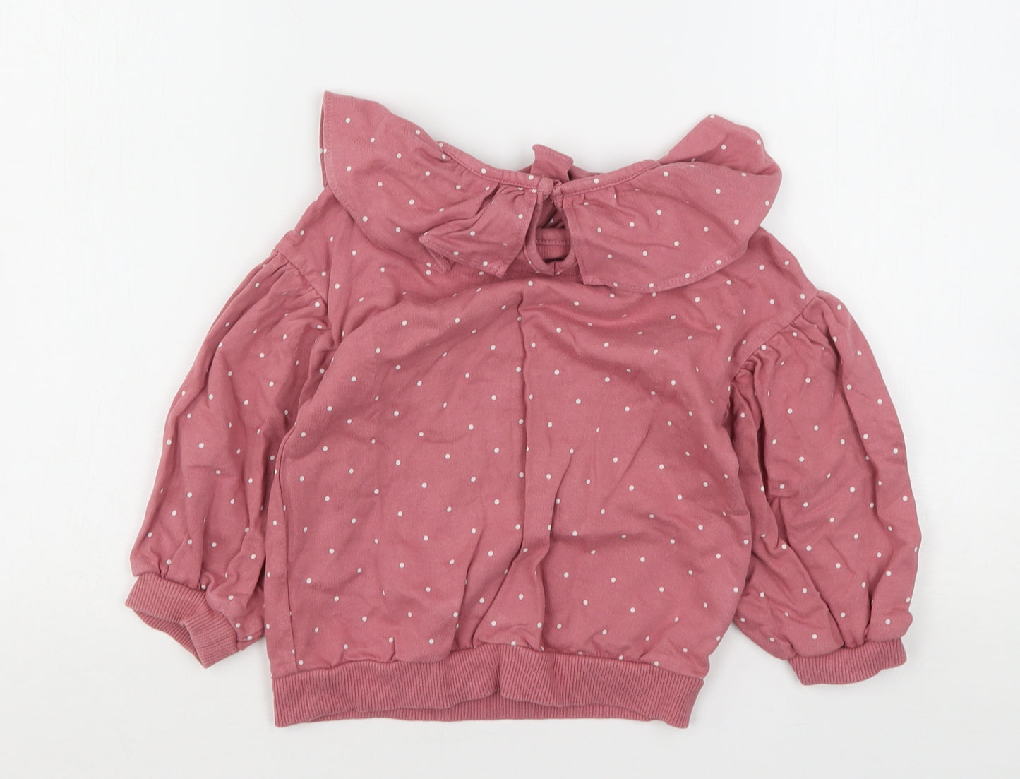 NEXT Girls Pink Polka Dot Cotton Pullover Sweatshirt Size 3-4 Years