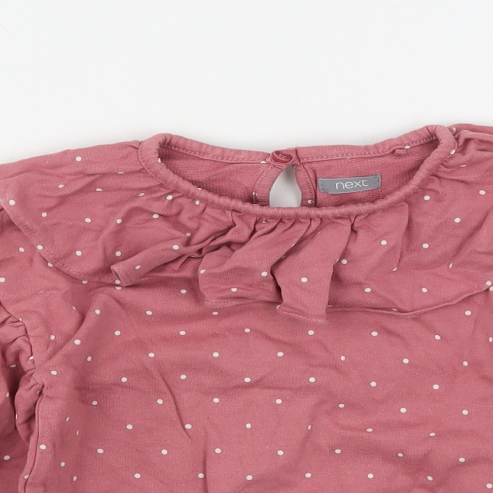 NEXT Girls Pink Polka Dot Cotton Pullover Sweatshirt Size 3-4 Years