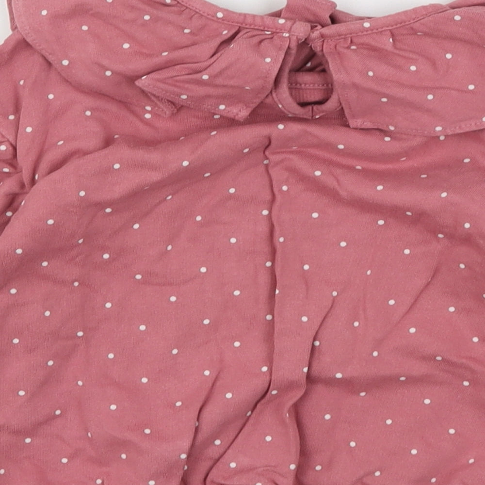 NEXT Girls Pink Polka Dot Cotton Pullover Sweatshirt Size 3-4 Years