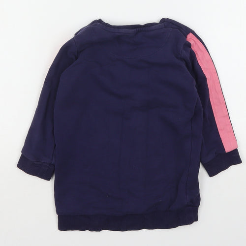 F&F Girls Blue  Cotton Jumper Dress  Size 3-4 Years  Round Neck