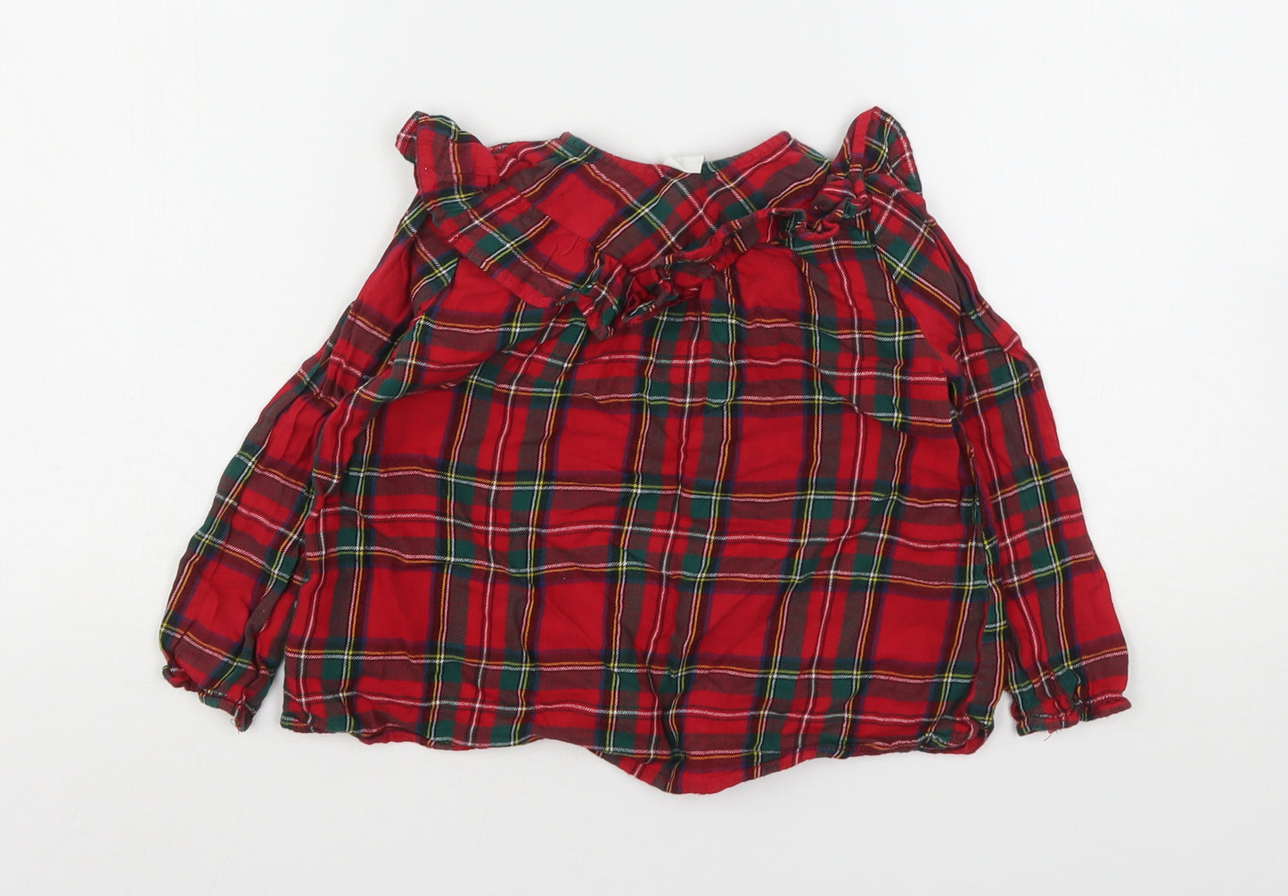 H&M Girls Multicoloured Plaid Cotton Basic T-Shirt Size 3-4 Years Round Neck