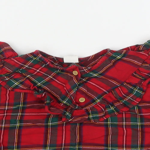 H&M Girls Multicoloured Plaid Cotton Basic T-Shirt Size 3-4 Years Round Neck