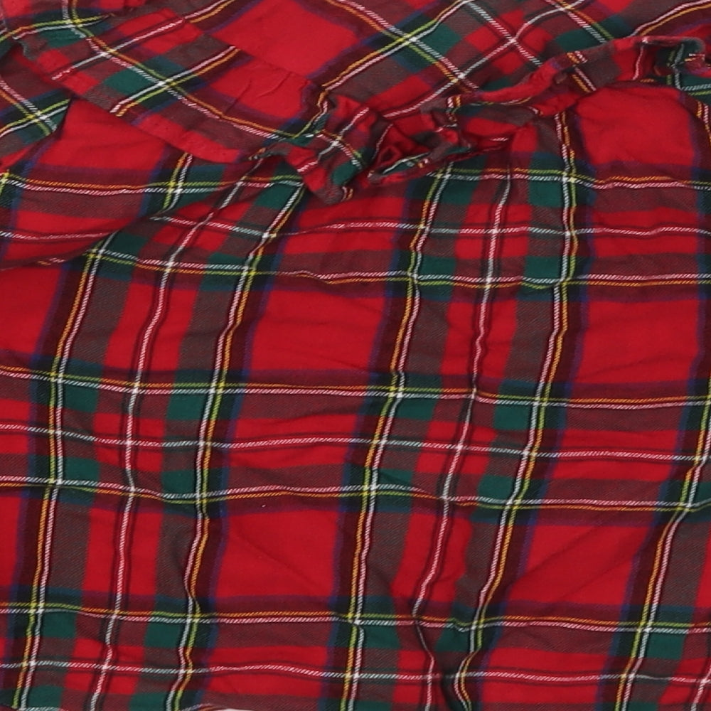 H&M Girls Multicoloured Plaid Cotton Basic T-Shirt Size 3-4 Years Round Neck