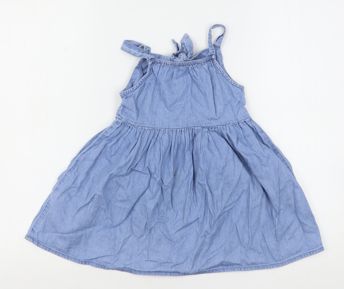 NEXT Girls Blue  Cotton A-Line  Size 4 Years  Round Neck