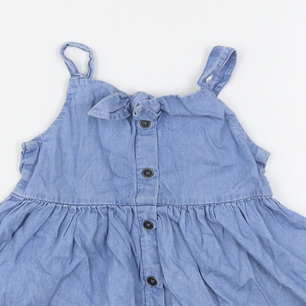 NEXT Girls Blue  Cotton A-Line  Size 4 Years  Round Neck
