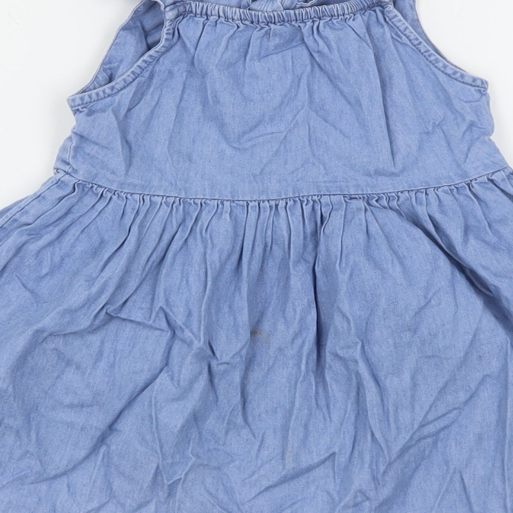 NEXT Girls Blue  Cotton A-Line  Size 4 Years  Round Neck