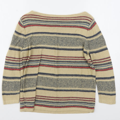 Lauren Jeans Co. Womens Multicoloured Round Neck Striped Linen Pullover Jumper Size M