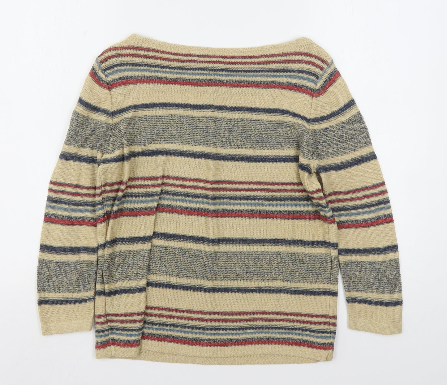 Lauren Jeans Co. Womens Multicoloured Round Neck Striped Linen Pullover Jumper Size M