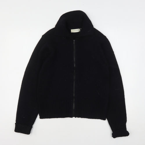 Pomodore Womens Black Collared  Acrylic Full Zip Jumper Size S