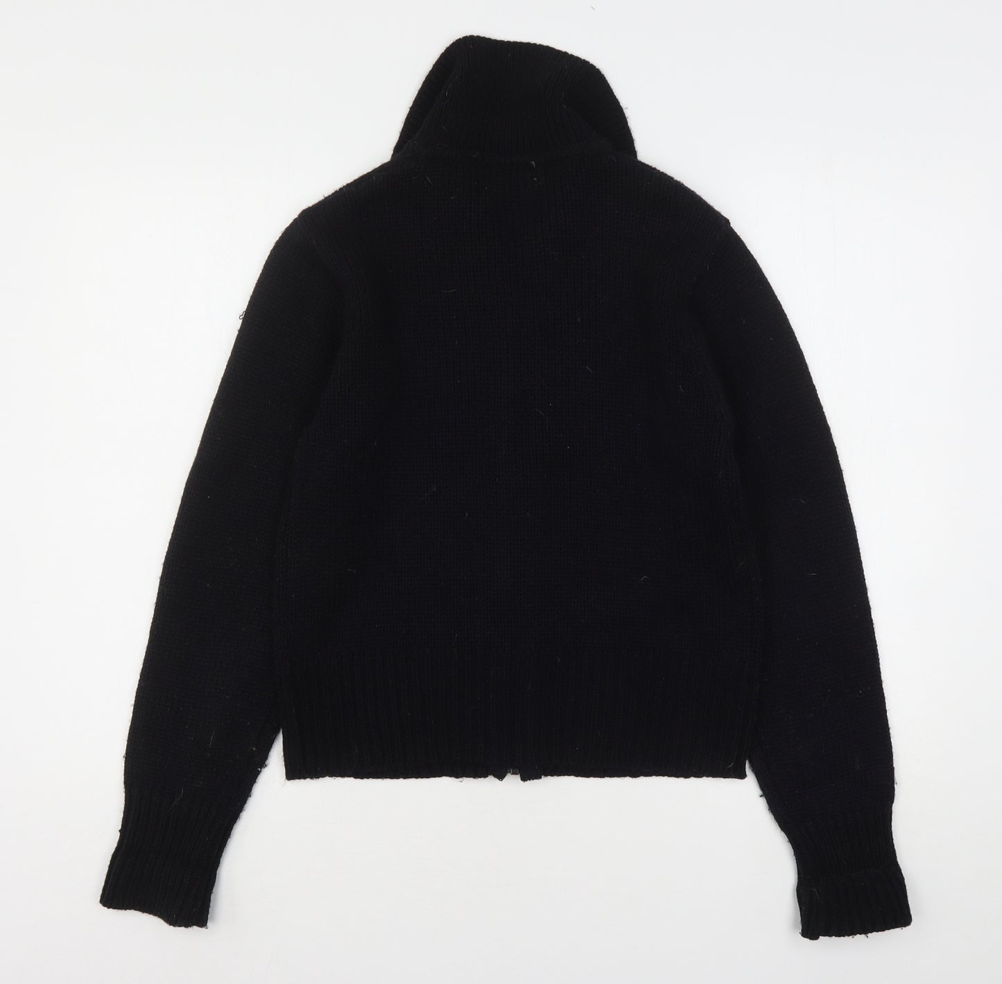 Pomodore Womens Black Collared  Acrylic Full Zip Jumper Size S