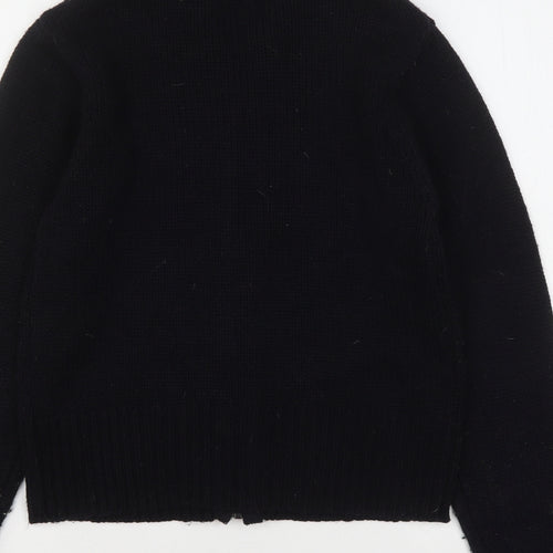 Pomodore Womens Black Collared  Acrylic Full Zip Jumper Size S