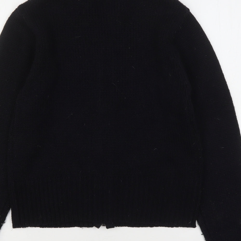 Pomodore Womens Black Collared  Acrylic Full Zip Jumper Size S