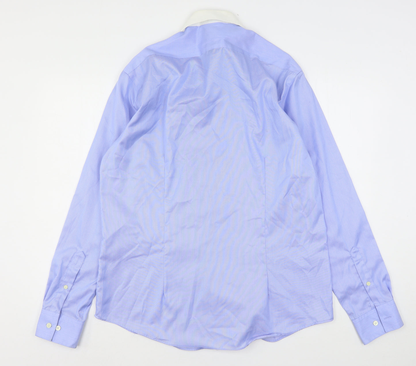Calvin Klein  Mens Blue  Cotton  Dress Shirt Size 16.5 Collared
