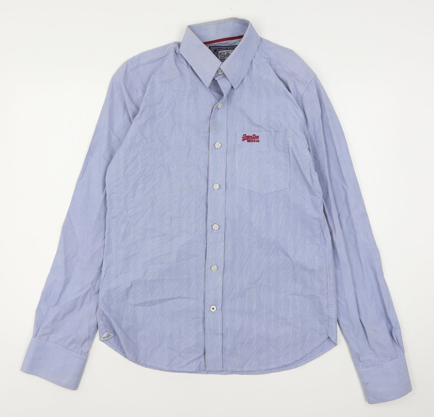 Superdry Mens Blue  Cotton  Button-Up Size L Collared Button