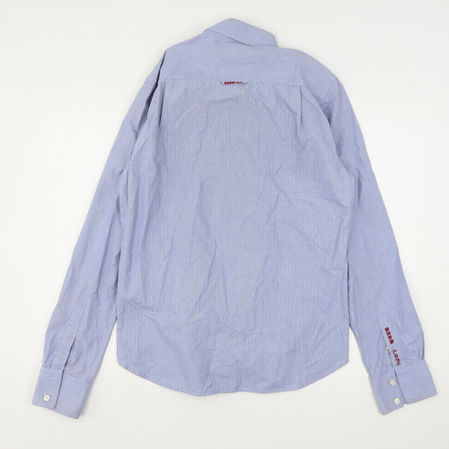 Superdry Mens Blue  Cotton  Button-Up Size L Collared Button