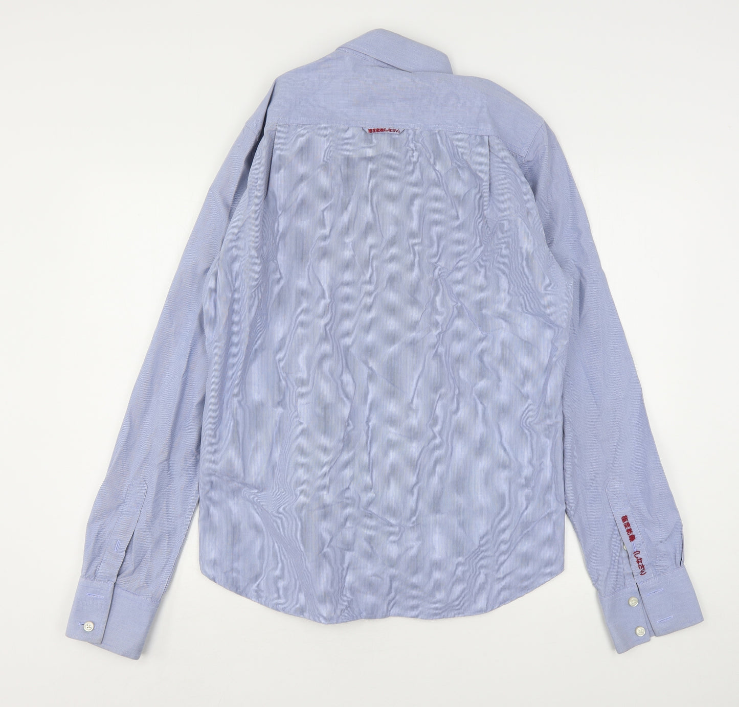 Superdry Mens Blue  Cotton  Button-Up Size L Collared Button