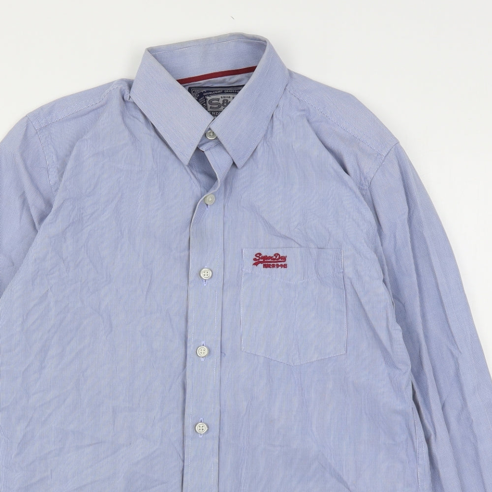 Superdry Mens Blue  Cotton  Button-Up Size L Collared Button