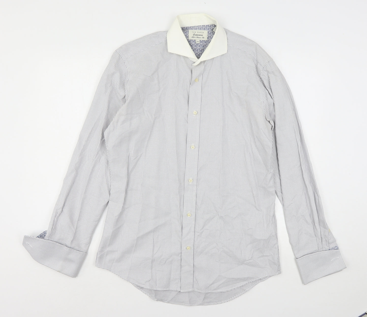 Ted Baker  Mens Multicoloured Check Cotton  Dress Shirt Size 15.5 Collared