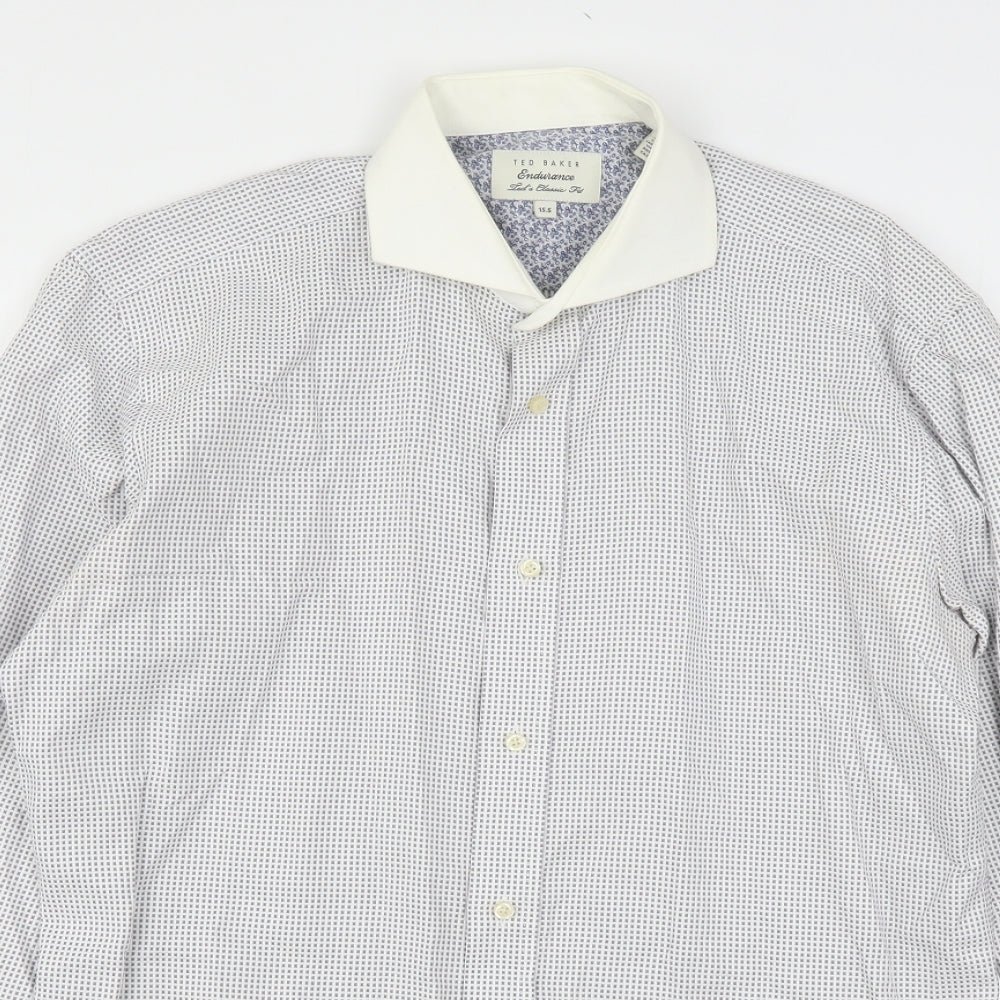 Ted Baker  Mens Multicoloured Check Cotton  Dress Shirt Size 15.5 Collared