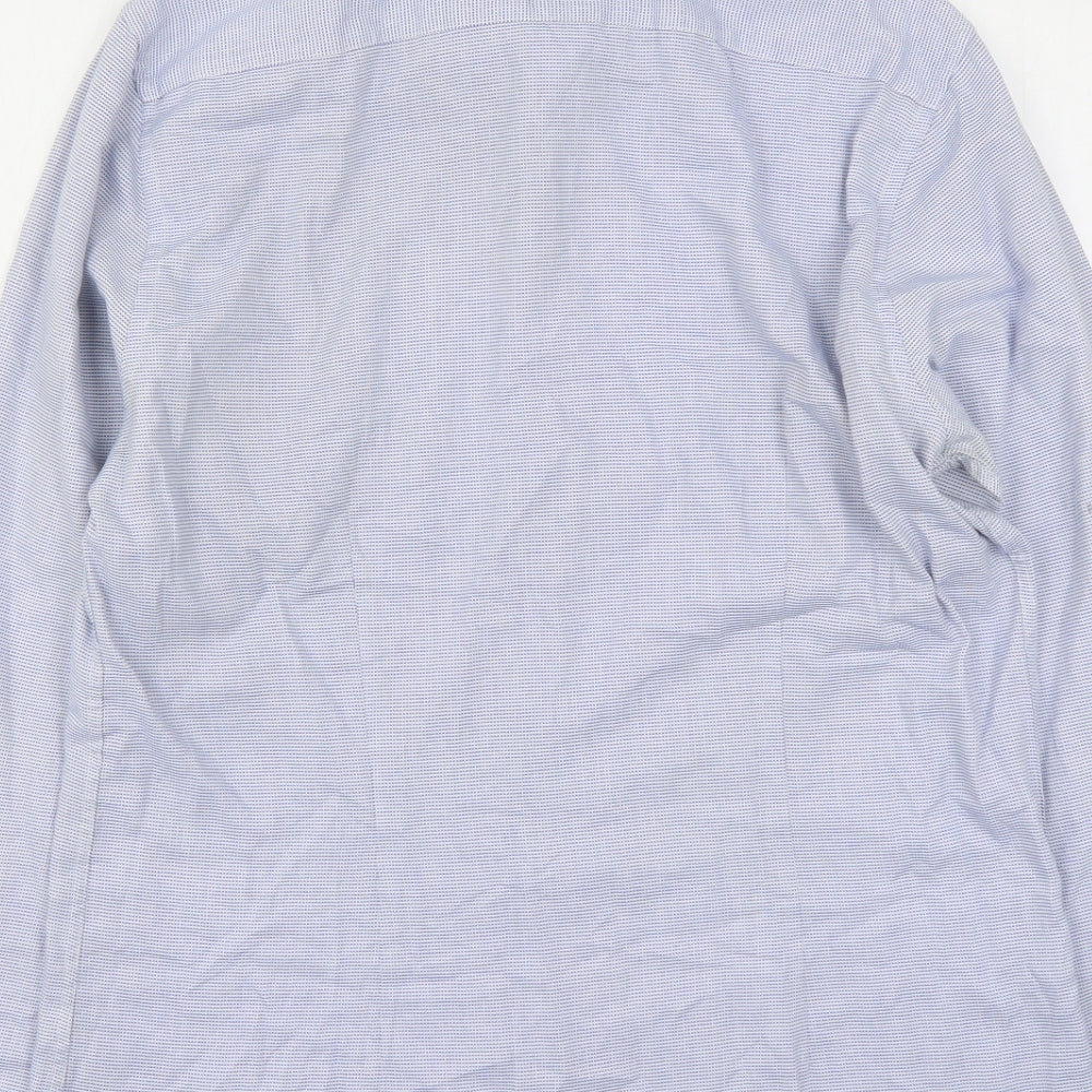 F&F Mens Blue  Cotton  Dress Shirt Size 15.5 Collared