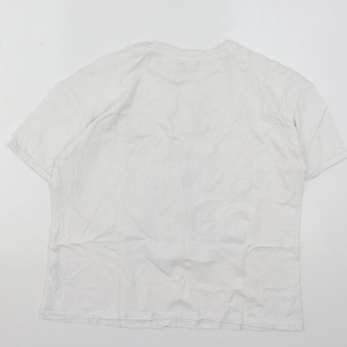 Primark Womens White  Cotton Basic T-Shirt Size 10 Round Neck - Frozen