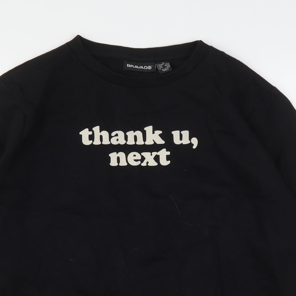 Bravado Womens Black  Cotton Pullover Sweatshirt Size 12