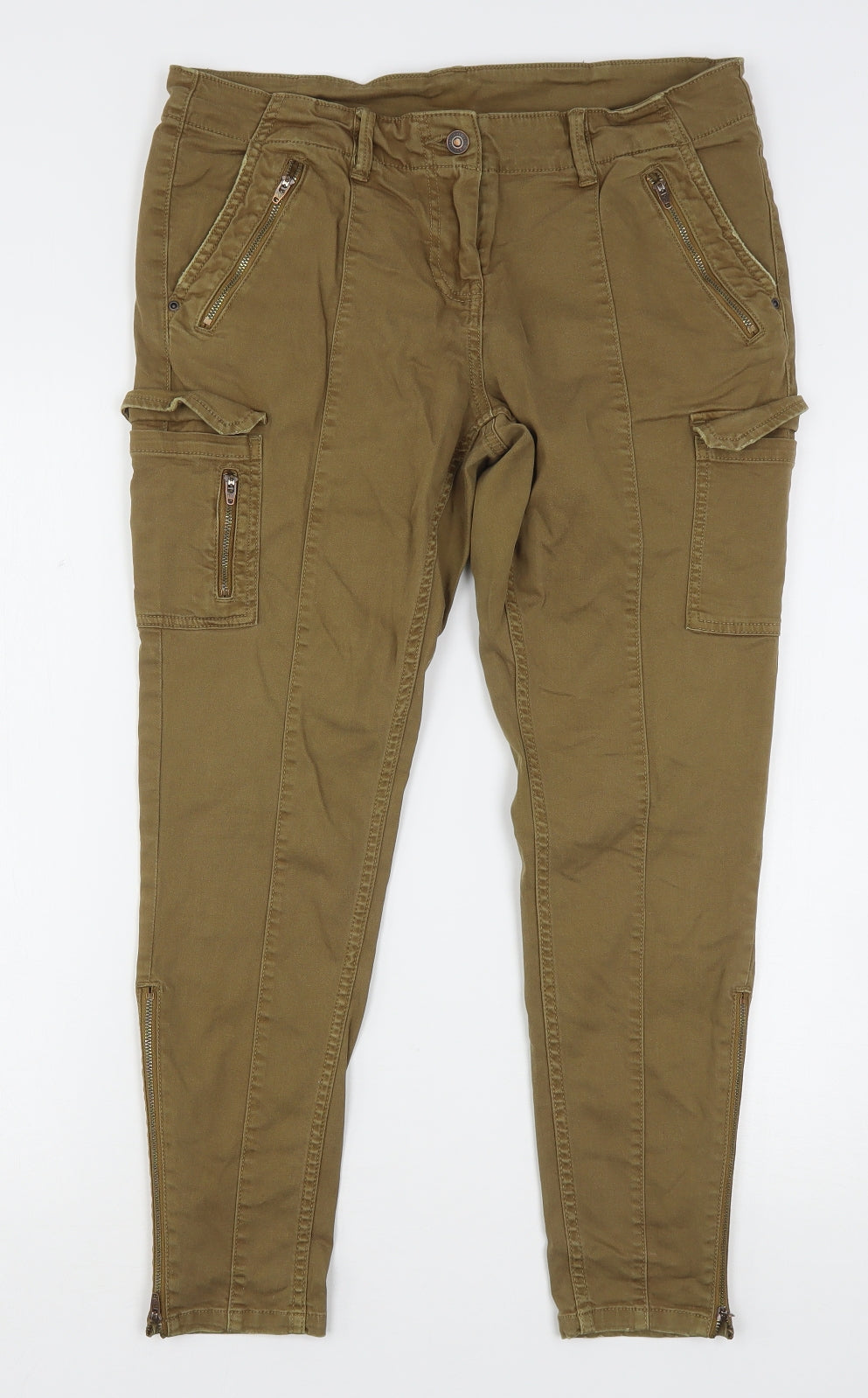 NEXT Womens Brown  Cotton Skinny Jeans Size 14 L26 in Regular