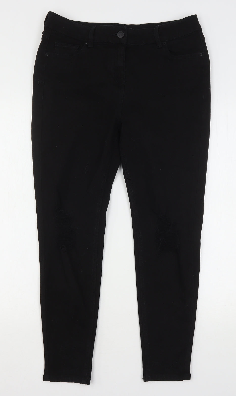 NEXT Womens Black  Cotton Skinny Jeans Size 14 L27 in Regular