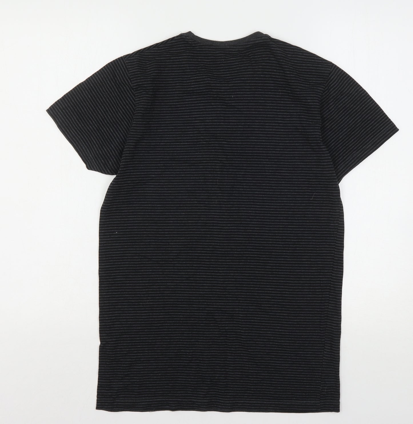 Cedar Wood State Womens Grey Striped Cotton Basic T-Shirt Size S Round Neck