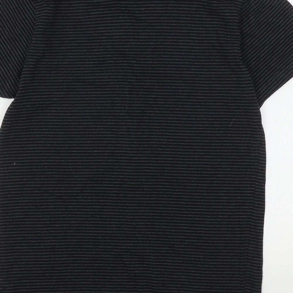 Cedar Wood State Womens Grey Striped Cotton Basic T-Shirt Size S Round Neck