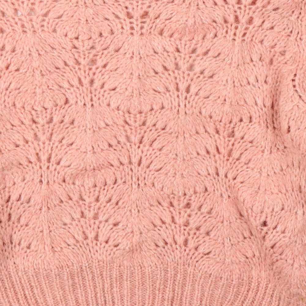 River Island Womens Pink Round Neck  Acrylic Pullover Jumper Size 12
