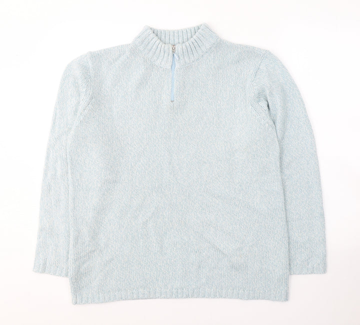 Damart Womens Blue Round Neck Acrylic Pullover Jumper Size 14