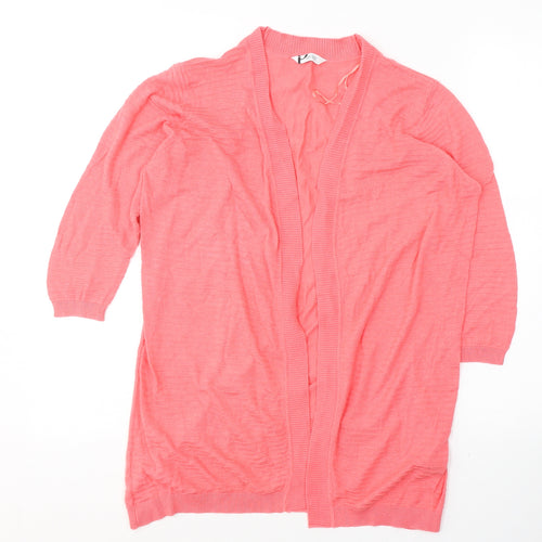 Petite Womens Pink V-Neck  Cotton Cardigan Jumper Size 12