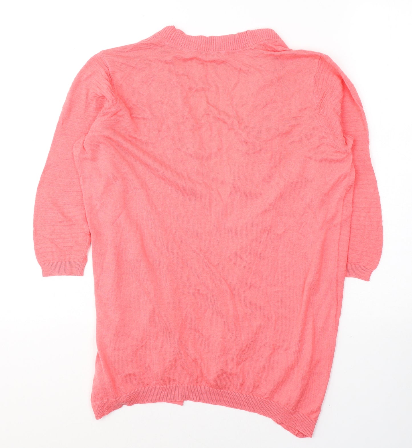 Petite Womens Pink V-Neck  Cotton Cardigan Jumper Size 12