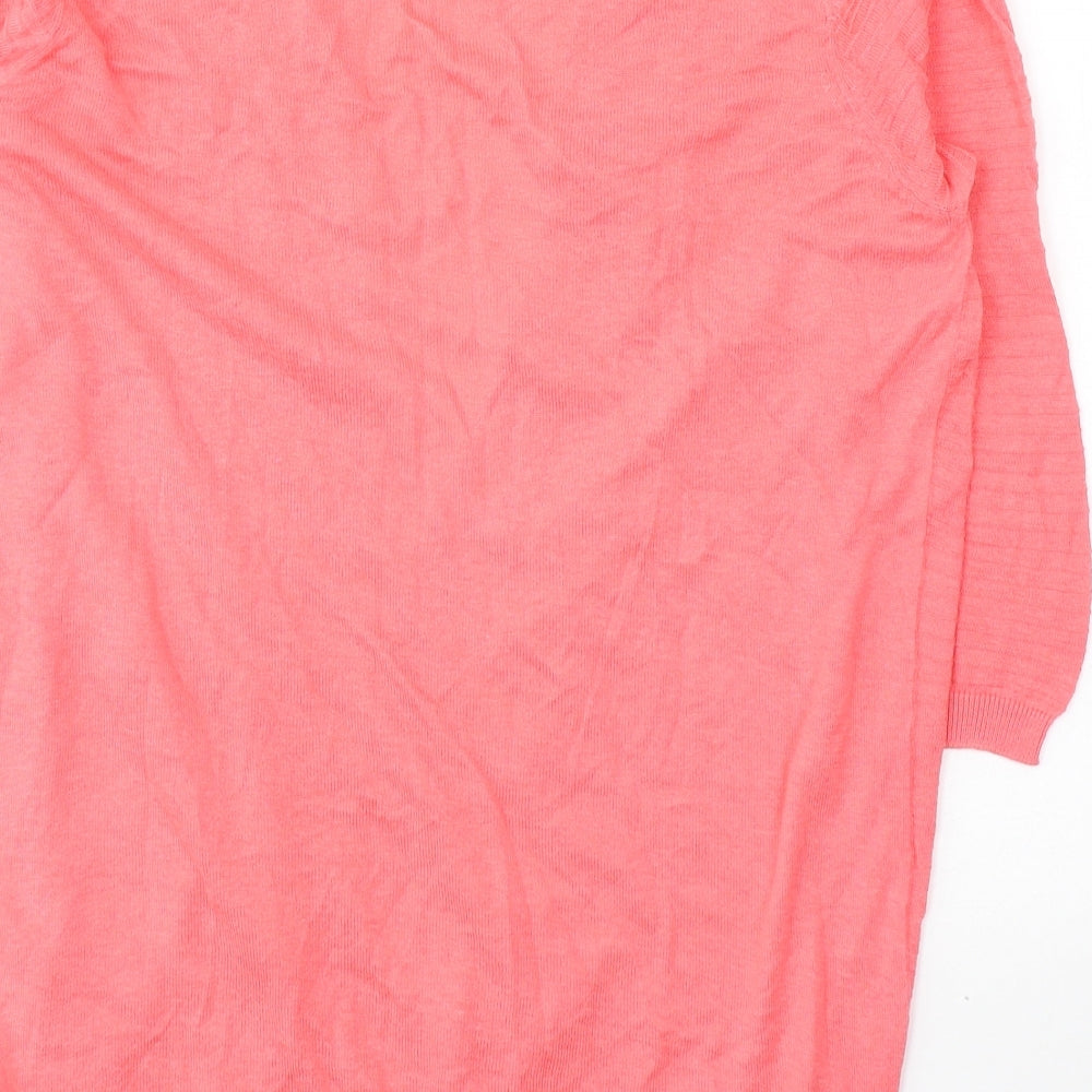 Petite Womens Pink V-Neck  Cotton Cardigan Jumper Size 12
