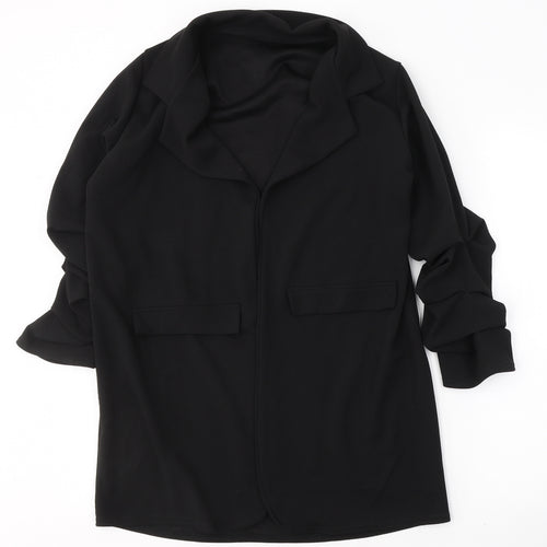Preworn Womens Black V-Neck  Polyester Cardigan Jumper Size S
