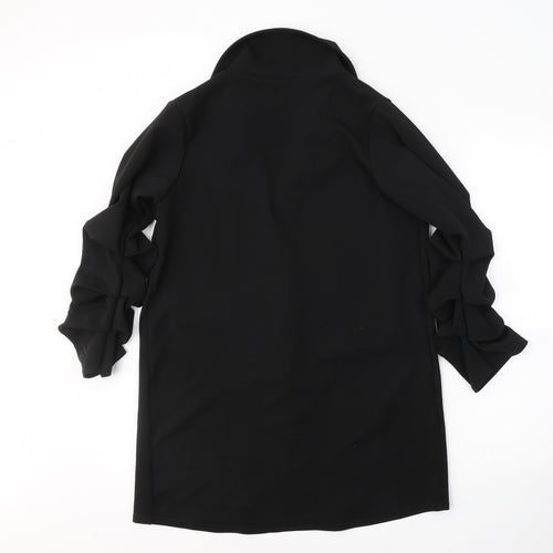 Preworn Womens Black V-Neck  Polyester Cardigan Jumper Size S