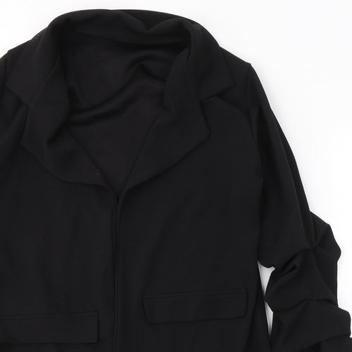 Preworn Womens Black V-Neck  Polyester Cardigan Jumper Size S