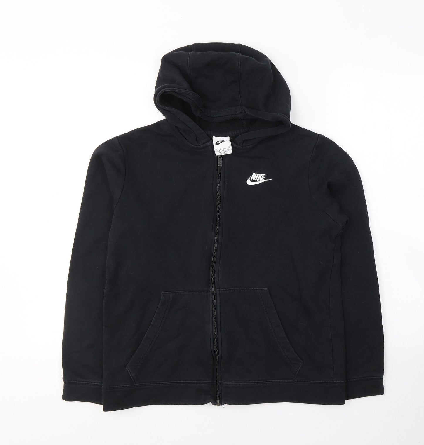 Nike Boys Black  Cotton Full Zip Hoodie Size XL  Zip - Unisex