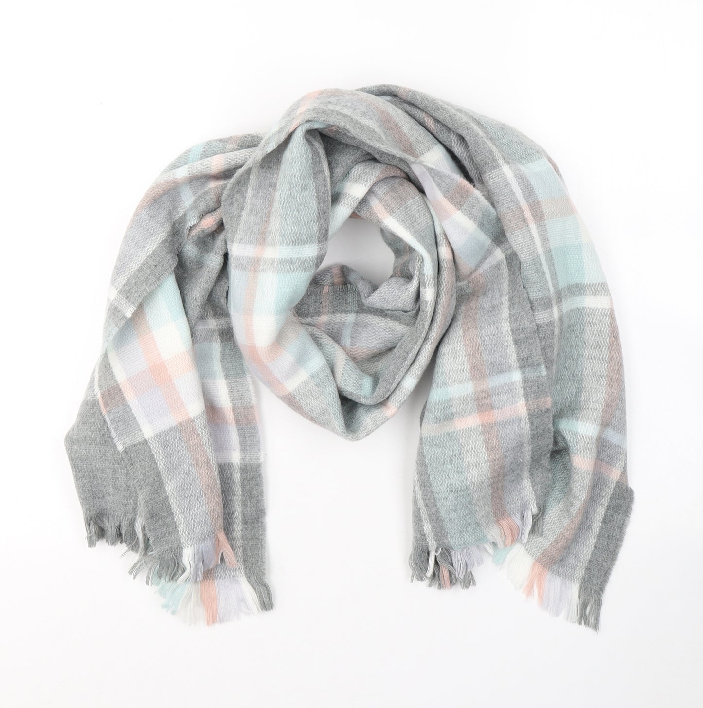 FOXBURY Womens Grey Plaid Acrylic  Shawl/Wrap