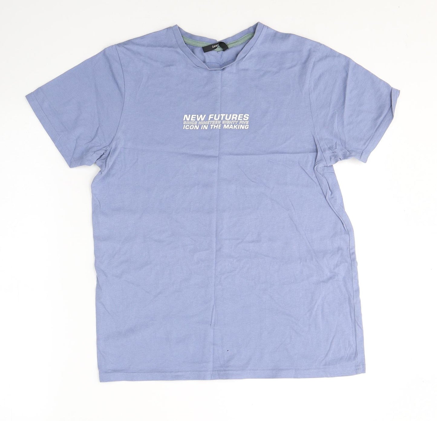 George Boys Blue  Cotton Basic T-Shirt Size 14-15 Years Round Neck Pullover - new Future